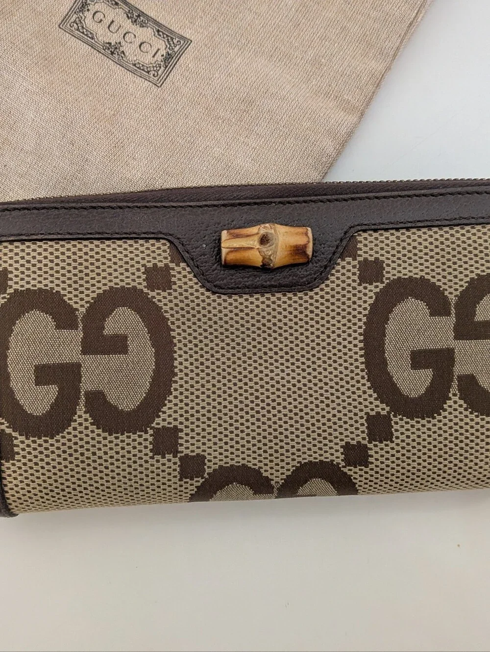 Gucci Bamboo Diana GG Wallet Authentic Large Print Zip Up Large Gently used - Picture 10 of 11